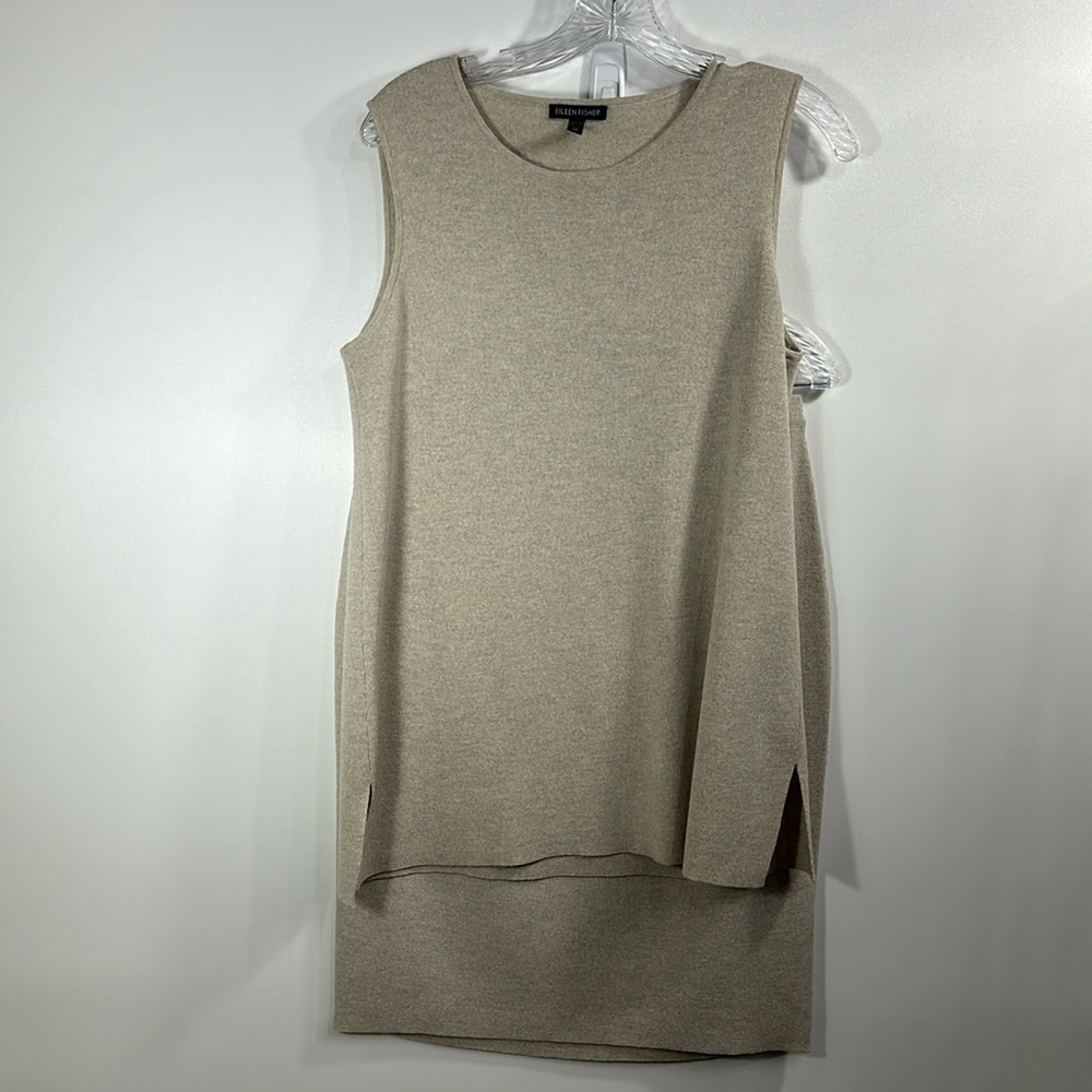 Eileen Fisher 100% wool tan tank top and skirt set.Size Small/ medium petite